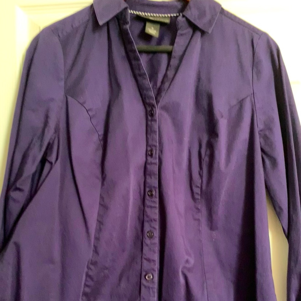 SZ 16 Layne Bryant Button Down Purple Shirt w/ Purple and White cuffed sleeves
